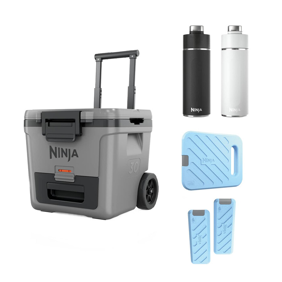 ninja frostvault 30qt28l - borsa frigo con ruote borsa del ghiaccio e bottiglia thirsti