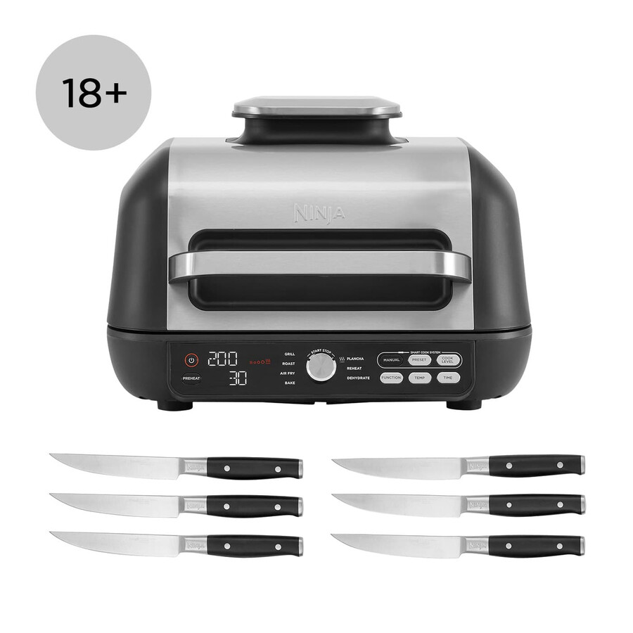 ninja foodi max pro health grill e set di coltelli per bistecca - ag651steak