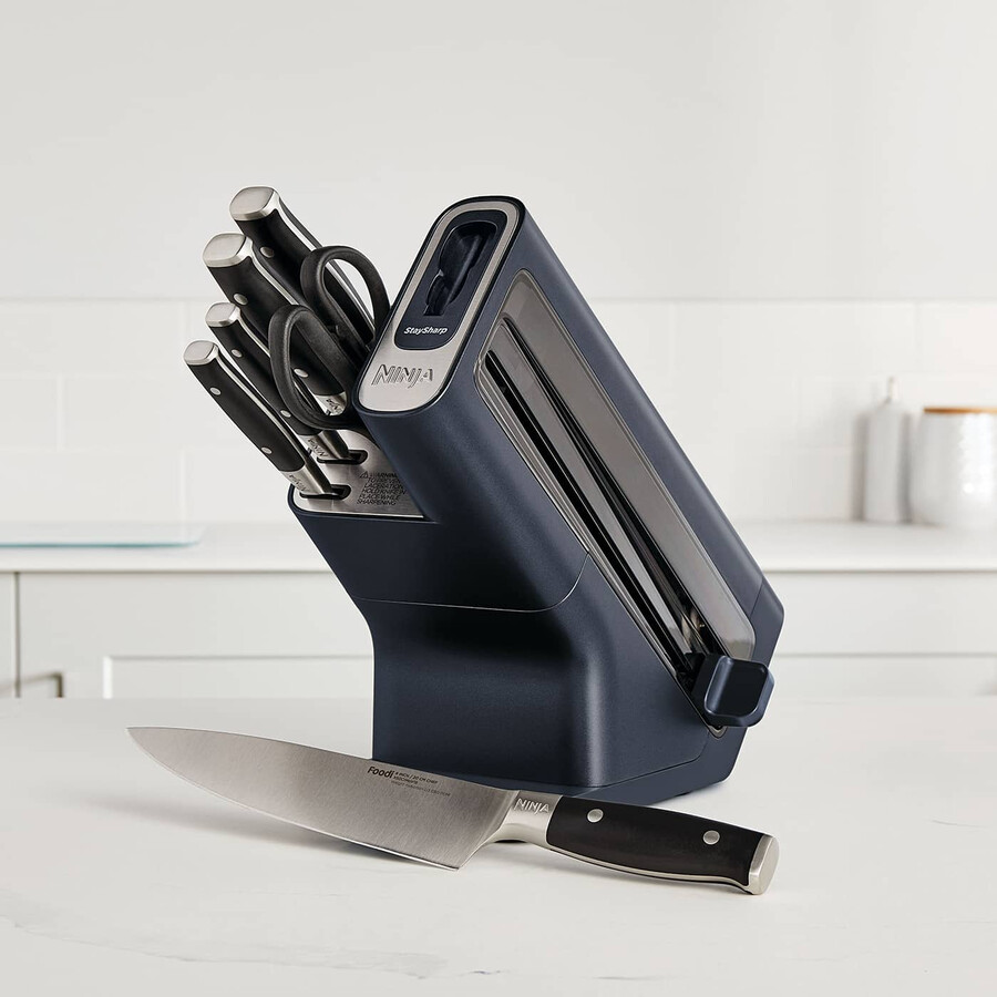 ninja foodi staysharp ceppo coltelli con affilacoltelli integrato – set da 6 pezzi cyber space k32006ukcyd