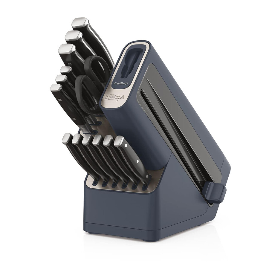 ninja foodi staysharp ceppo coltelli con temperamatite integrato deluxe set da 14 pezzi - cyber space k32014ukcyd