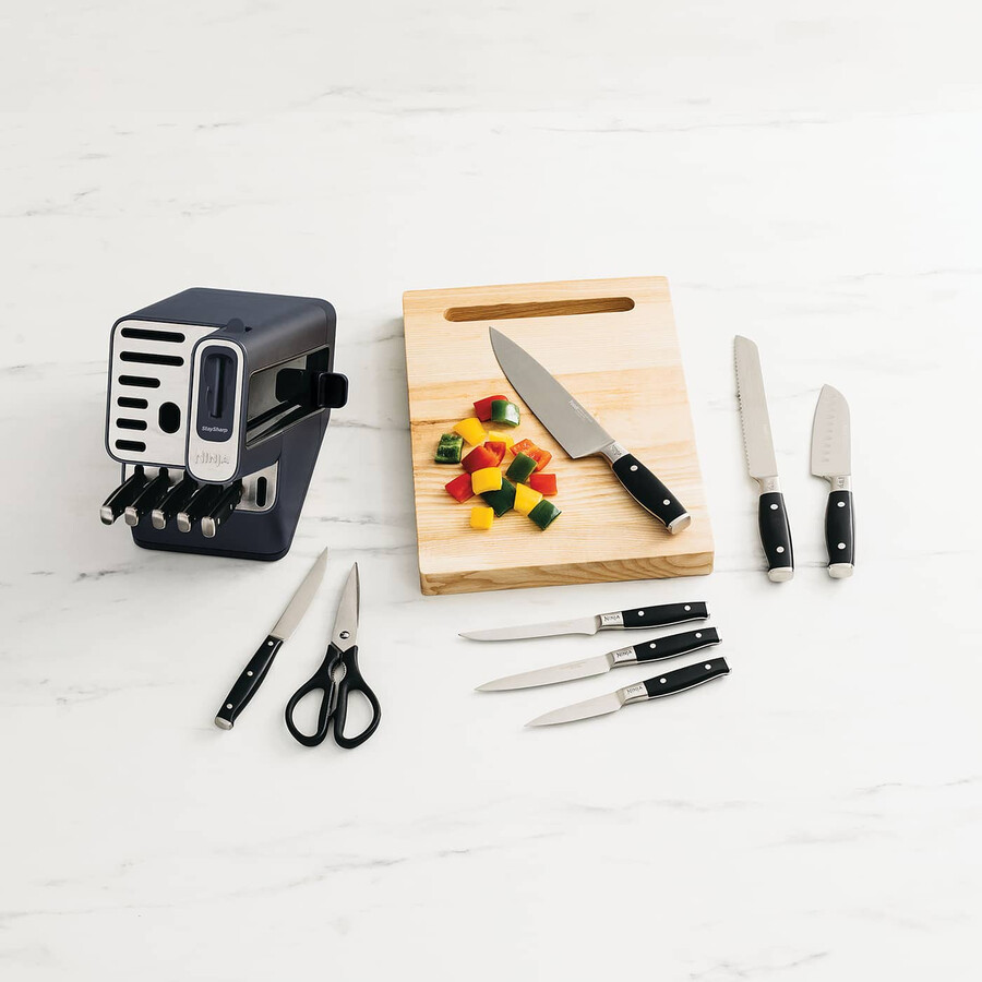ninja foodi staysharp ceppo coltelli con temperamatite integrato deluxe set da 14 pezzi - cyber space k32014ukcyd