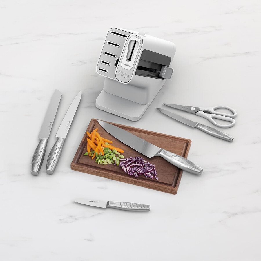 set di coltelli ninja staysharp in acciaio inox da 6 pezzi e ceppo bianco – k62006euwh