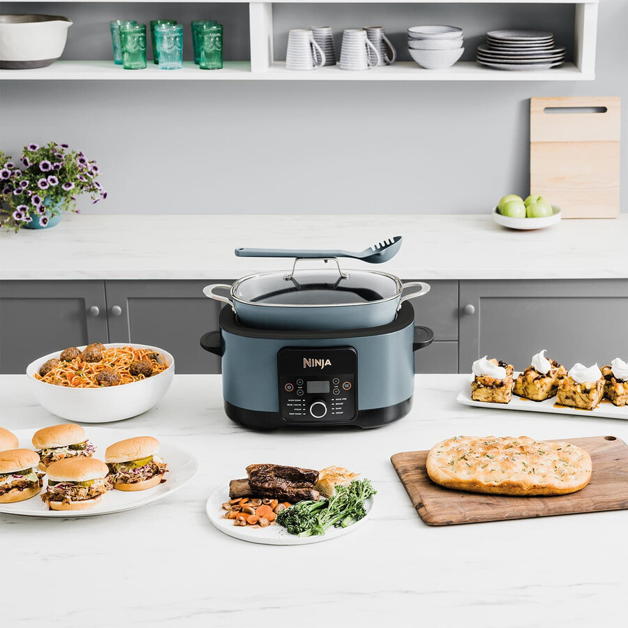 ninja foodi 8-in-1 possiblecooker slow cooker e multi-cooker sea salt grey mc1001uk