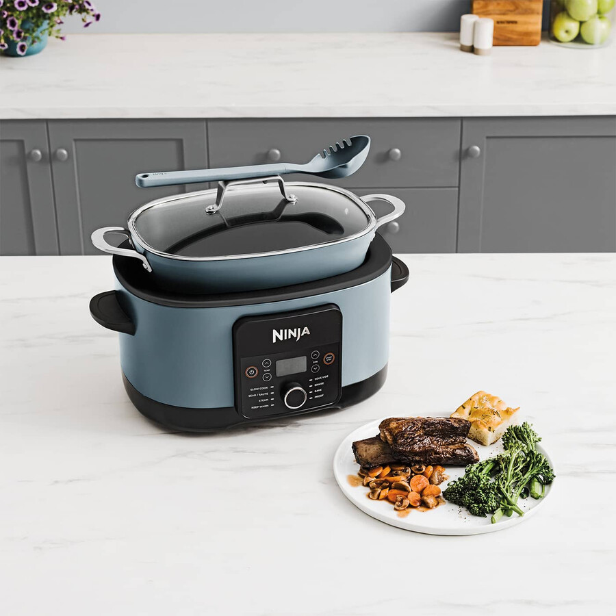 ninja foodi 8-in-1 possiblecooker slow cooker e multi-cooker sea salt grey mc1001uk