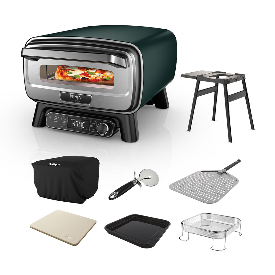 forno elettrico per pizza da esterno e friggitrice ad aria - british racing green con supporto