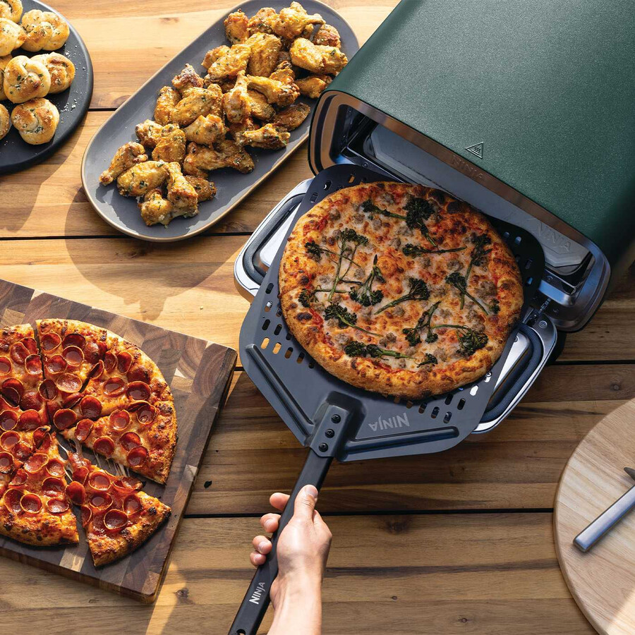 forno elettrico per pizza da esterno e friggitrice ad aria - british racing green con supporto
