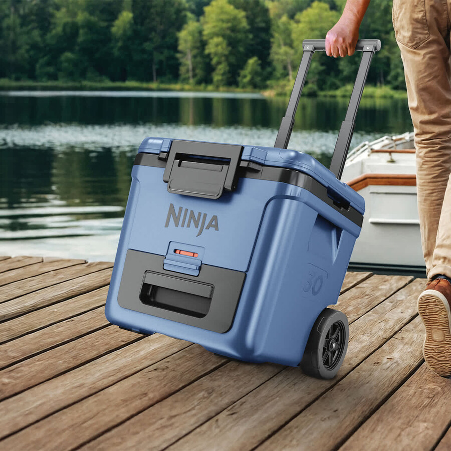 ninja frostvault 30qt28l frigorifero con ruote e zona asciutta lakeshore blue fb230ukbl