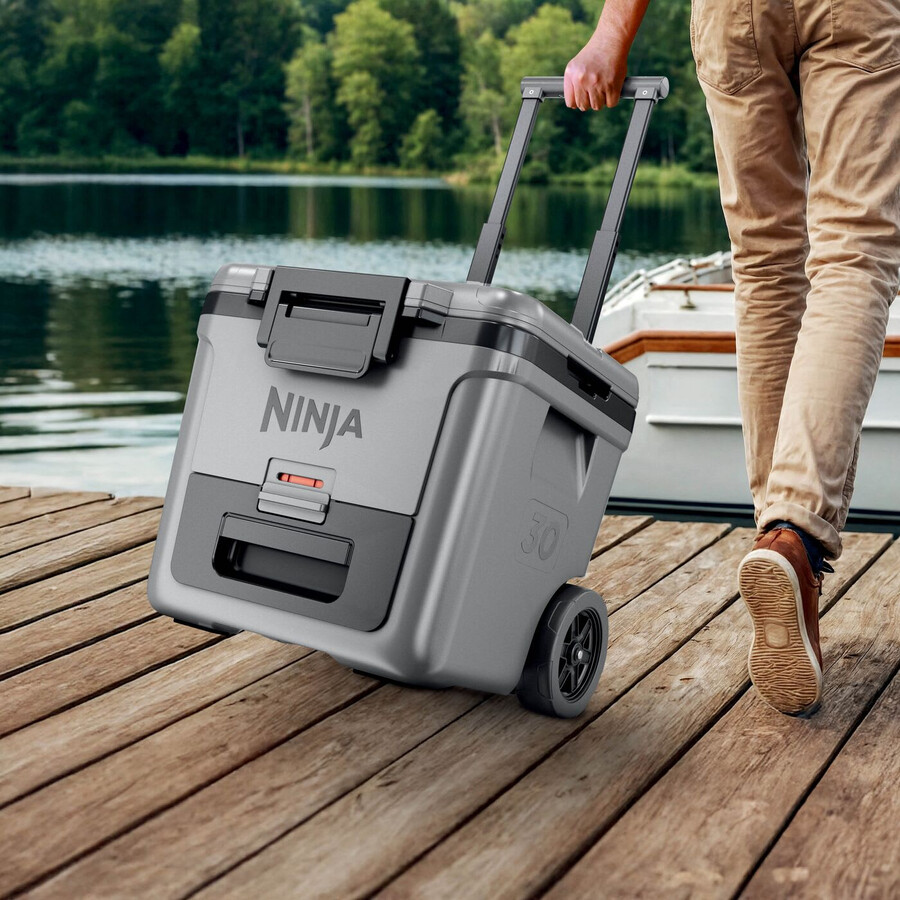 ninja frostvault 30qt28l frigorifero con ruote e zona asciutta grigio ardesia fb230ukgy