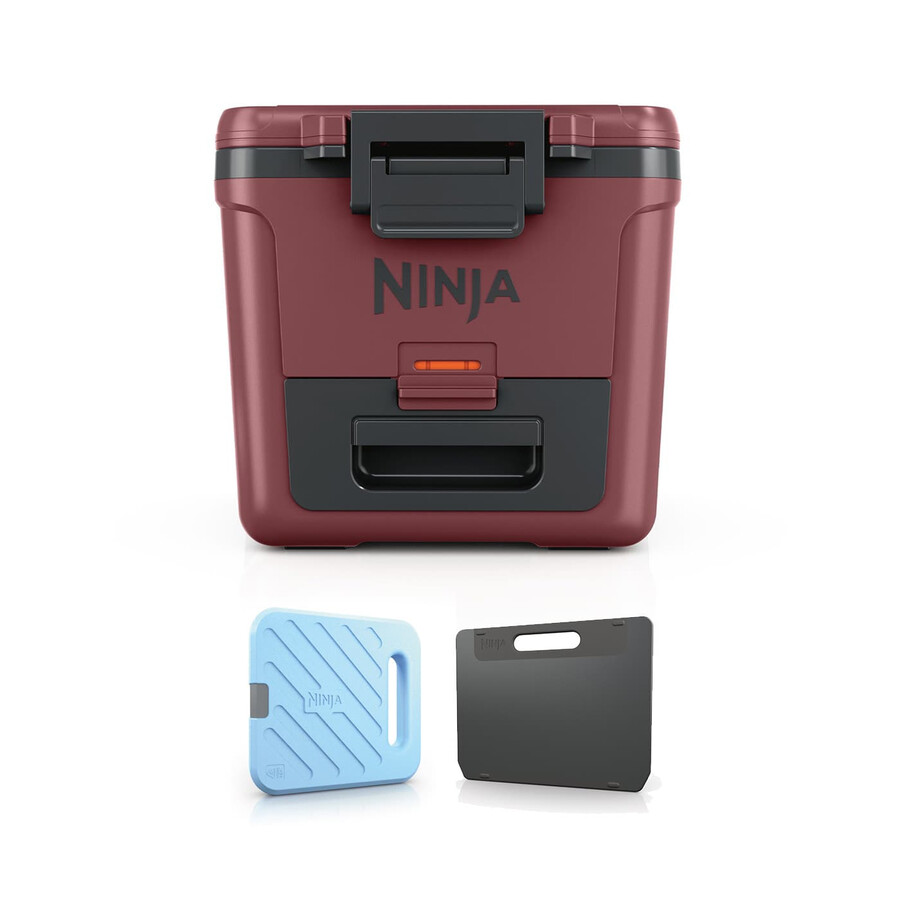 ninja frostvault 30qt28l frigorifero con ruote e zona asciutta rosso canyon fb230ukmr