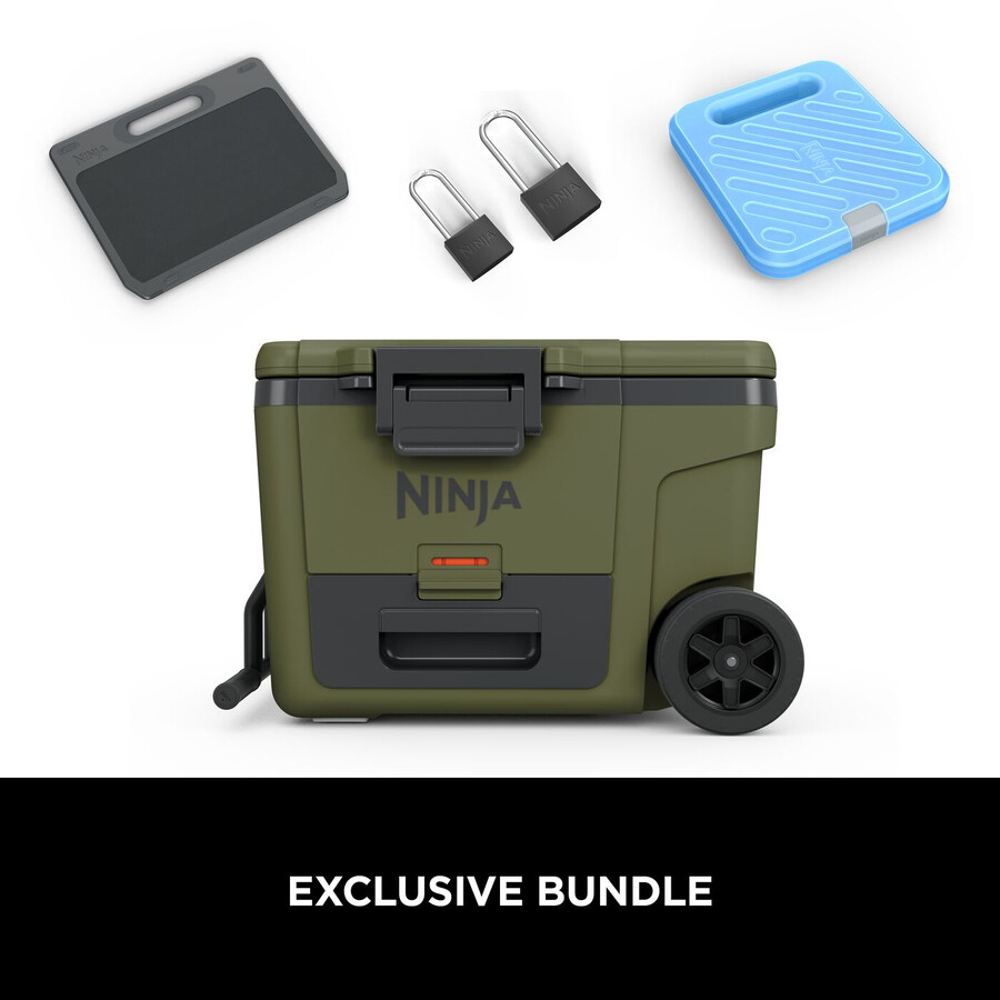 ninja frostvault 45qt42l frigorifero con ruote e zona asciutta – oliva fb245euukdbgn
