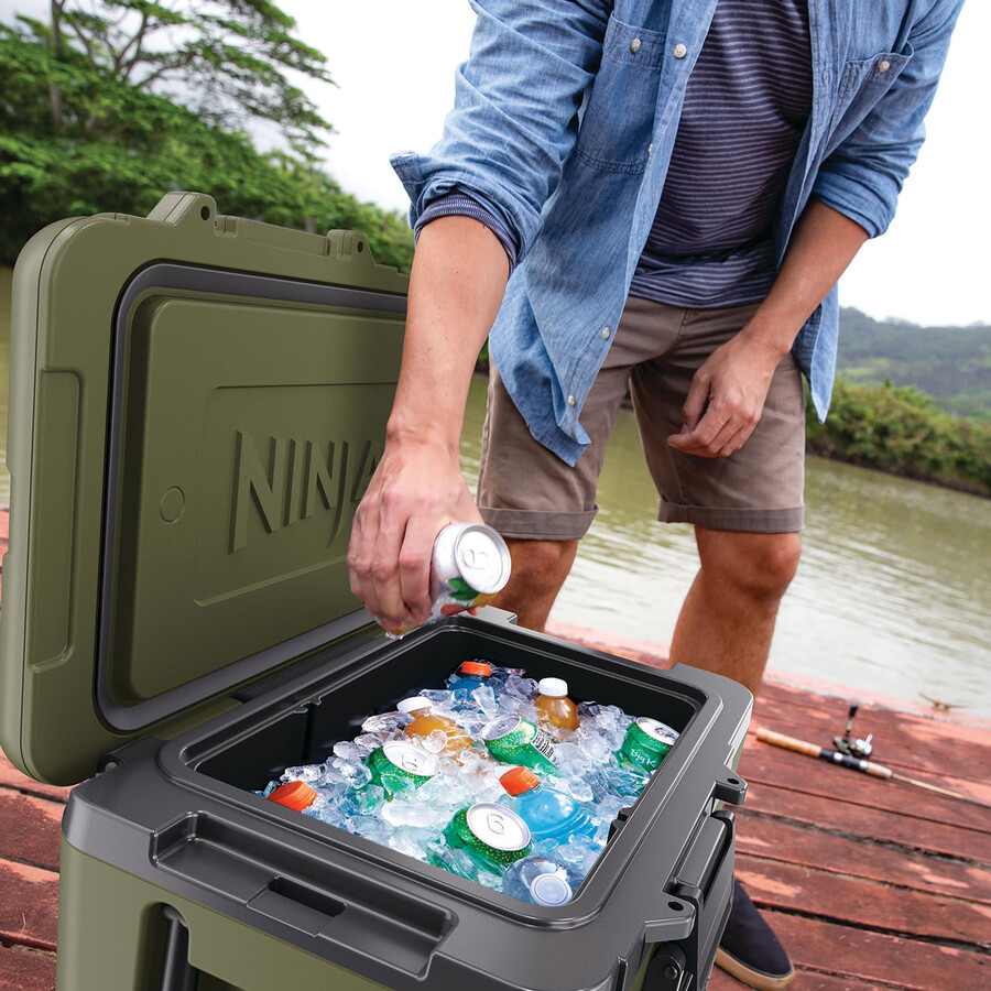 ninja frostvault 45qt42l frigorifero con ruote e zona asciutta – oliva fb245euukdbgn